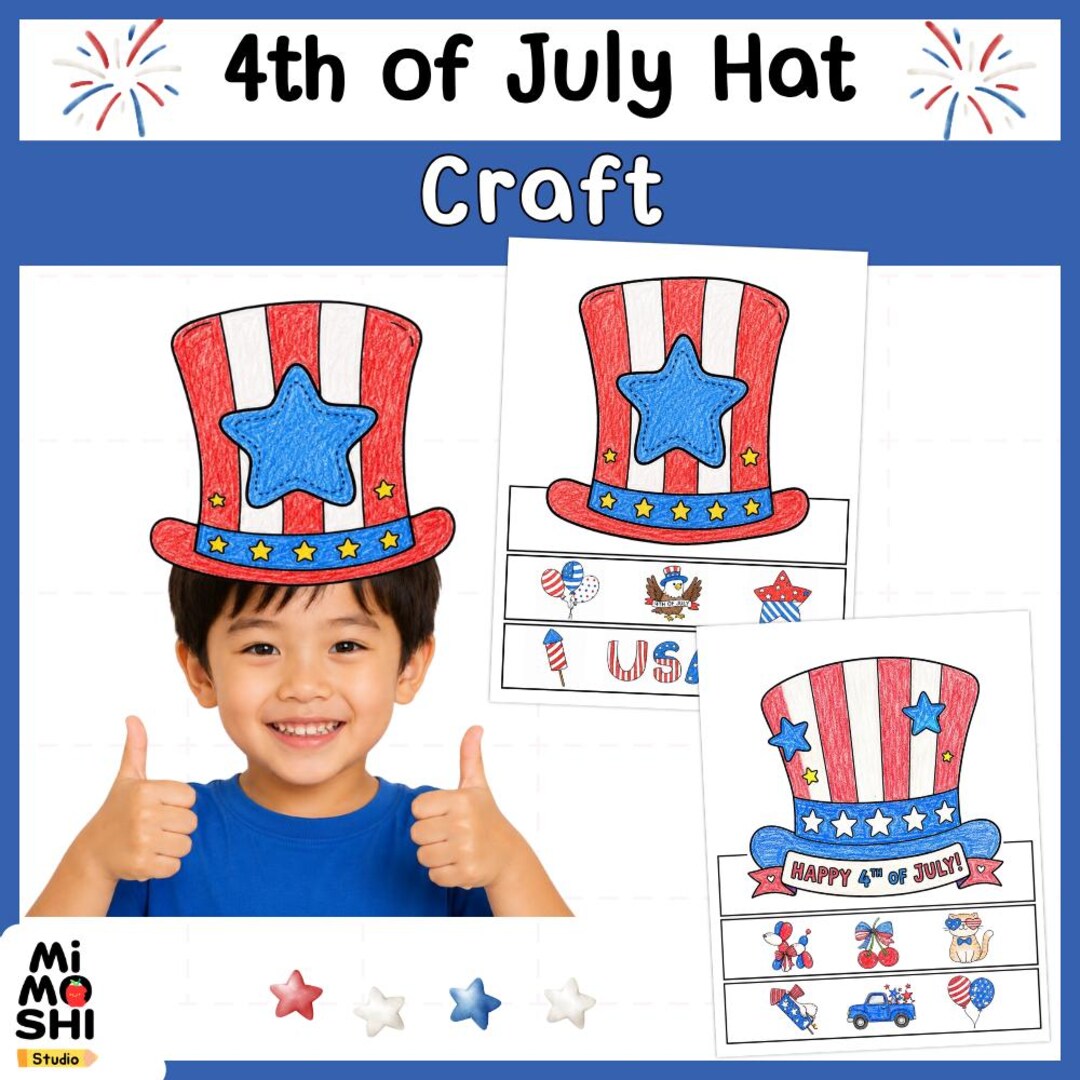 4th of July Hat Craft | Patriotic Coloring Crown Template ...