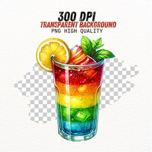 Summer drinks Watercolor Cocktail Clipart,Bundle PNG,Signature Cocktail Clipart, Drinks Clipart, Alcohol Drinks Clipart,Illustrations in PNG