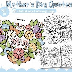 Mother&#39;s Day Quotes Coloring Pages: Inspirational Mom Gift (PDF & PNG)