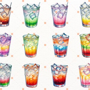 Summer drinks Watercolor Cocktail Clipart,Bundle PNG,Signature Cocktail Clipart, Drinks Clipart, Alcohol Drinks Clipart,Illustrations in PNG