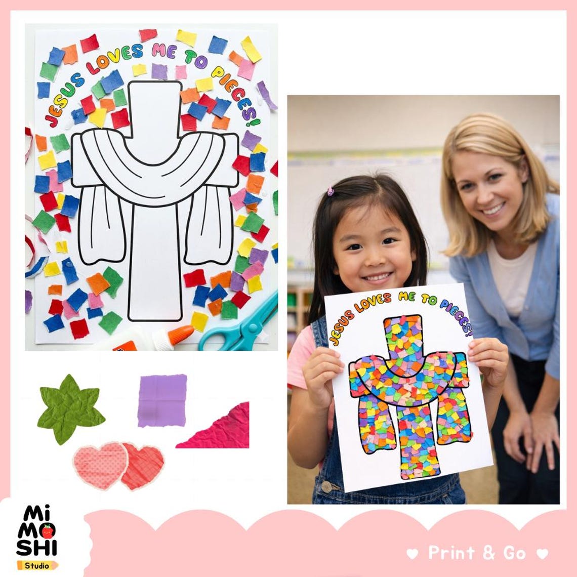 Jesus Loves Me to Pieces Craft Printable | Easter Cross Tissue Paper ...