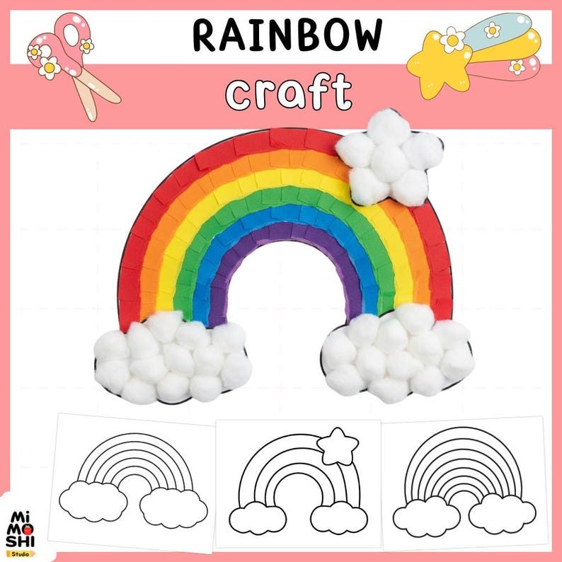 Rainbow Craft Printable | Tear and Paste Rainbow Activity | Fine Motor ...