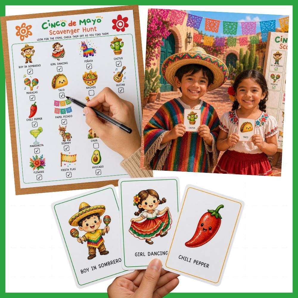 Cinco De Mayo Scavenger Hunt Printable for Kids, Fiesta Activity Game ...