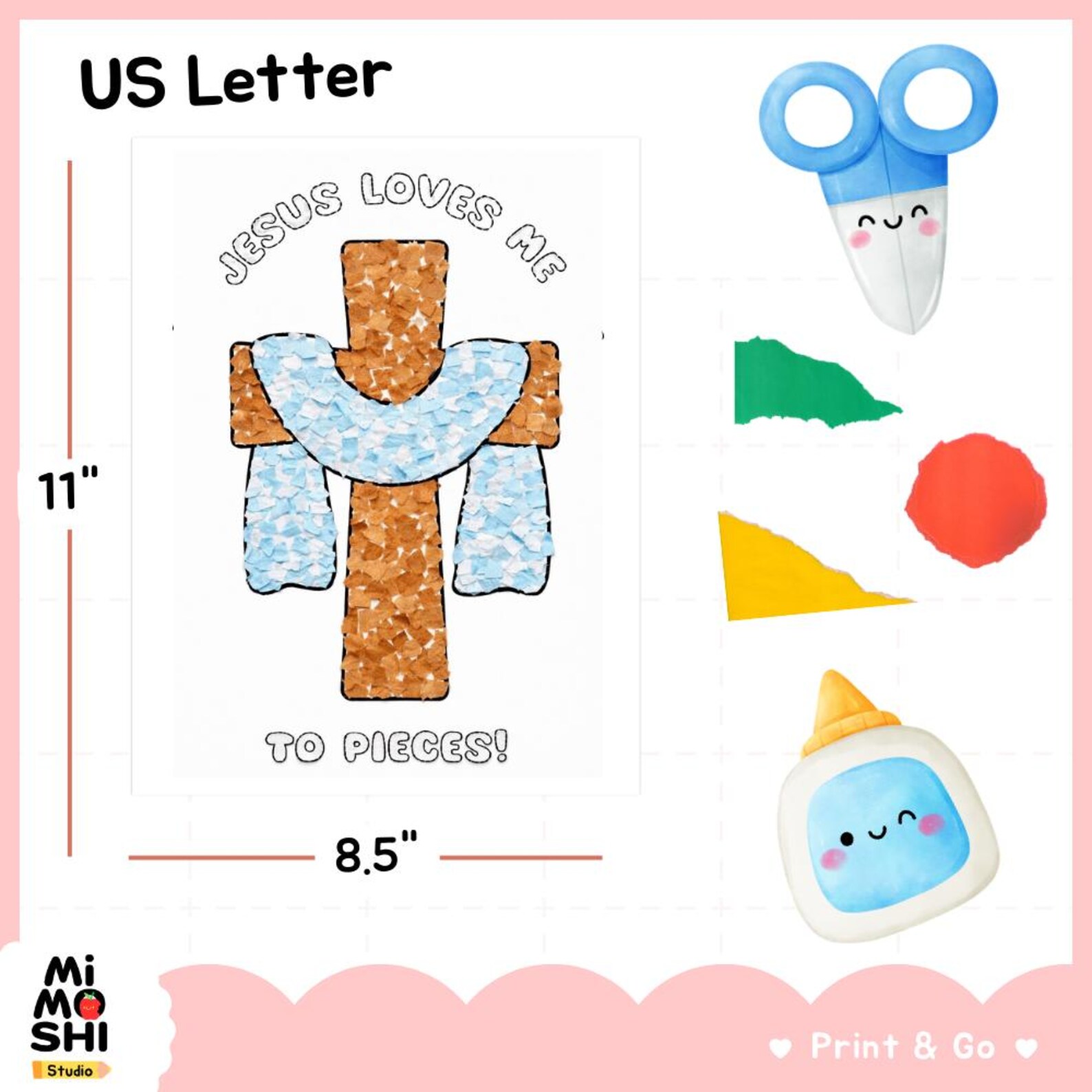 Jesus Loves Me to Pieces Craft Printable | Easter Cross Tissue Paper ...