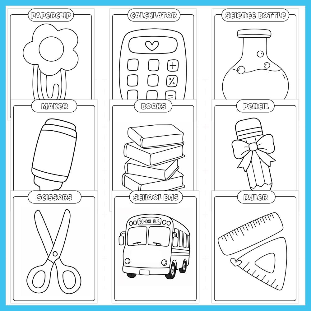 School Doodle Coloring Pages for Kids Printable Back to School Activity ...