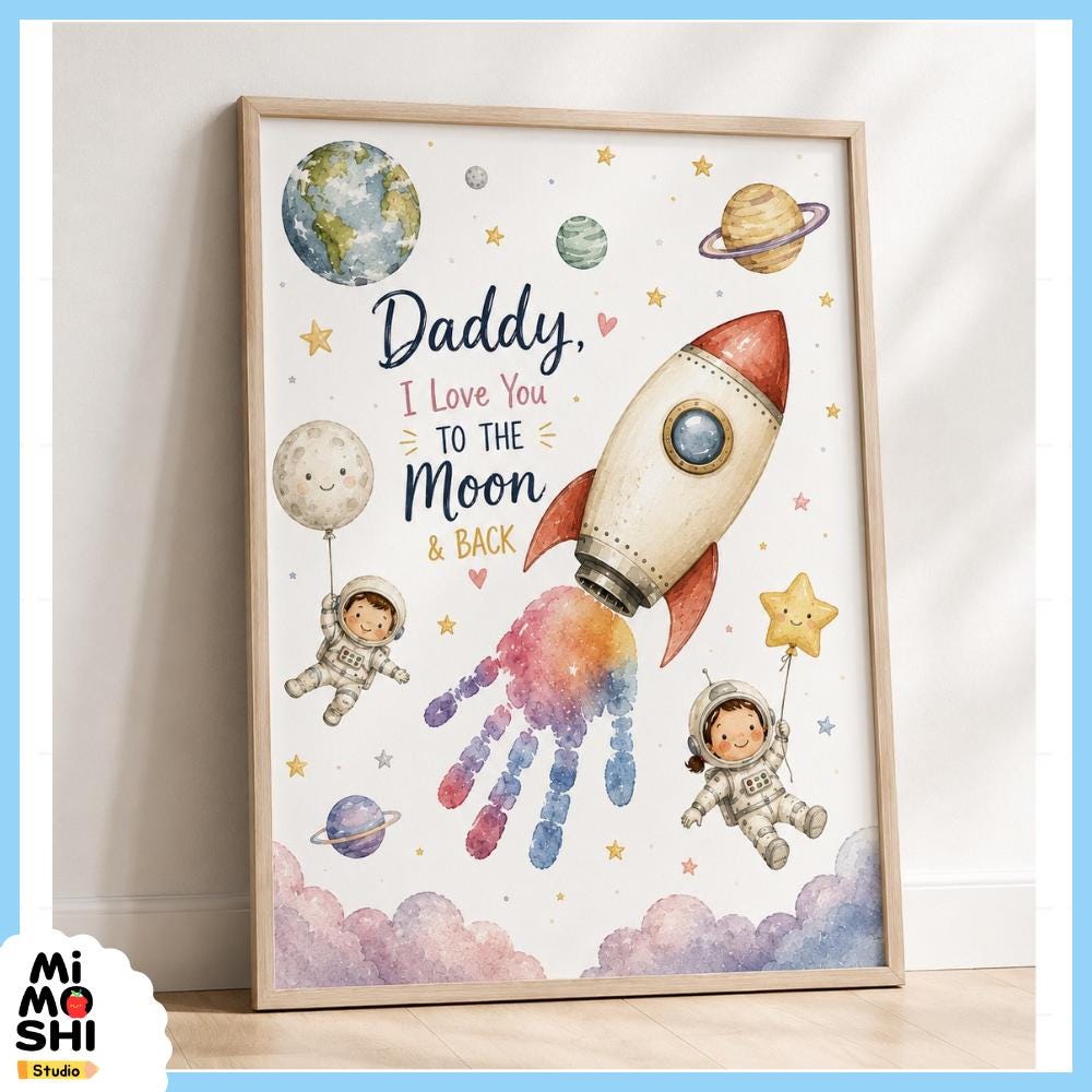 Father's Day Handprint Rocket Craft Printable, Daddy I Love You To…