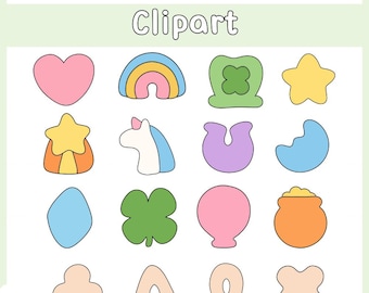 St. Patrick's Day Lucky Charm Clipart | Marshmallow Cereal Style (Color & B/W PNG)