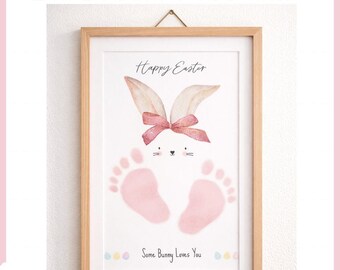 Osterhase Fußabdruck Kunst | Baby Fußabdruck Printable | Mancher Hase Liebt Dich | Ostern-Andenken Geschenk | Ostern Print & Go Handwerk für Kinder