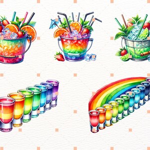 Summer drinks Watercolor Cocktail Clipart,Bundle PNG,Signature Cocktail Clipart, Drinks Clipart, Alcohol Drinks Clipart,Illustrations in PNG