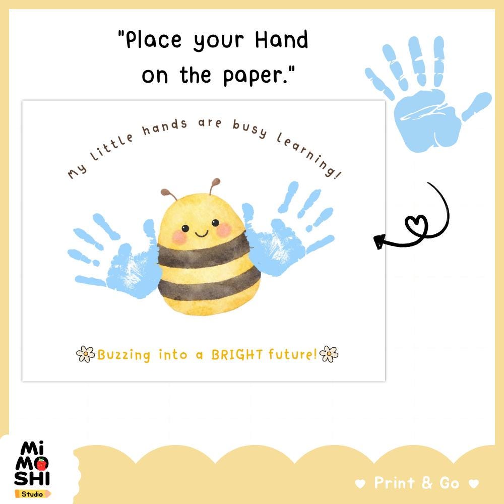 Busy Bee Handprint Craft | Printable Kids Art Activity | Buzzing Into a ...
