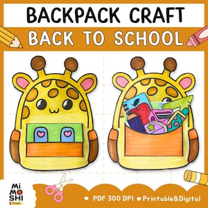 Giraffe Backpack Craft: Cut & Paste Back to School Project (Printable PDF)