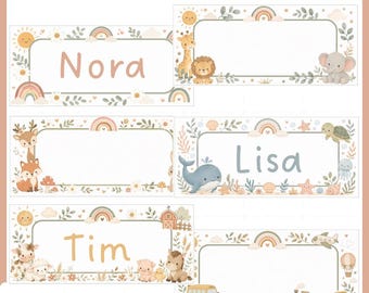 Editable Boho Desk Name Tags | Classroom Name Plates | Preschool Desk Labels | Cute Boho Classroom Decor | Editable Canva Printable PDF