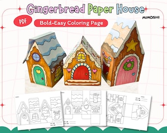 Gingerbread House Paper Craft | Christmas Coloring Page (PDF)
