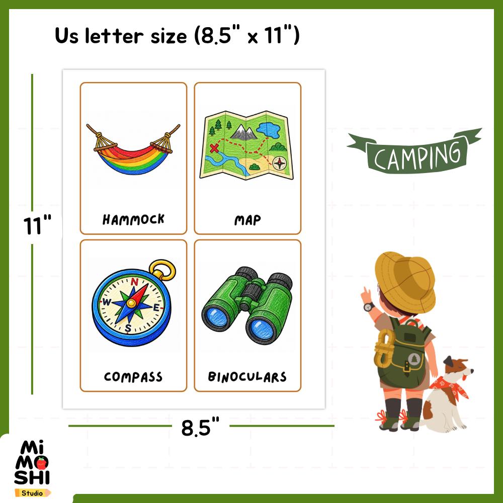 Motor Home Flash Card.pdf Camping Flash Cards for Kids Printable | Outdoor Adventure Vocabulary ...