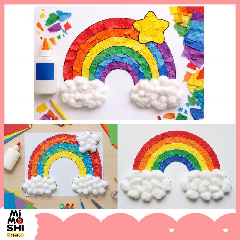 Rainbow Craft Printable | Tear and Paste Rainbow Activity | Fine Motor ...