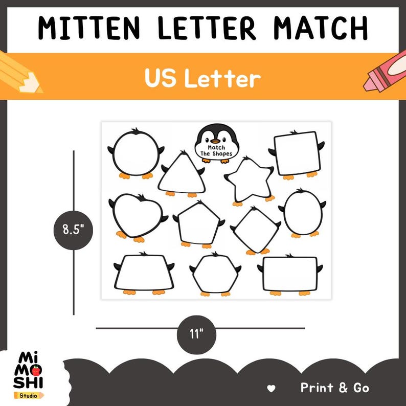 Penguin Match the Shapes | Cut and Paste Shape Matching Worksheets ...