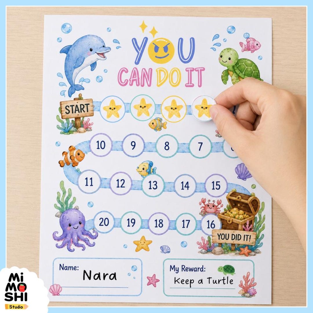 Ocean Reward Chart for Kids Printable | You Can Do It Behavior Chart ...
