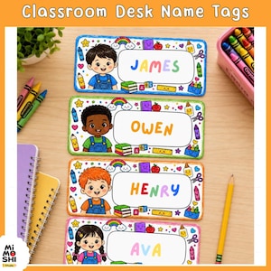 Editable Canva Classroom Desk Name Tags | Student Desk Name Plates | Preschool Classroom Labels | Back to School Name Tags | Printable PDF