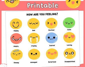 Emotionen für Kinder | Wie fühlst du dich? Arbeitsblatt für Gefühlsdiagramm und tägliche Gefühle | US Letter
