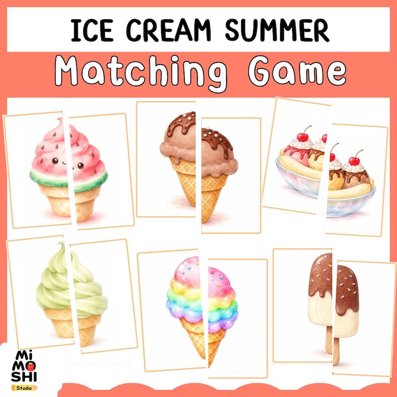 Ice Cream Matching Game Printable, Summer Preschool Activity, Toddler ...