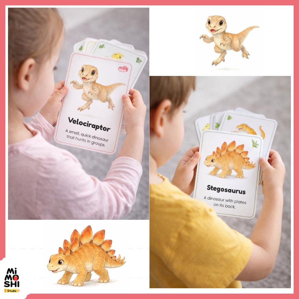 Dinosaur Flashcards Printable | 30 Cute Watercolor Dino Cards ...