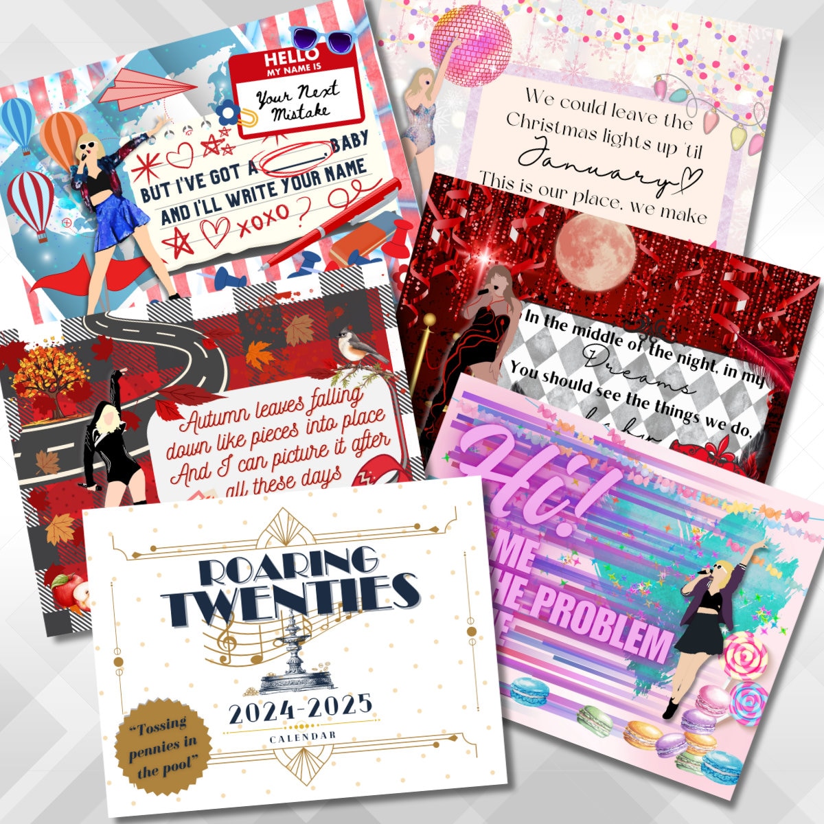 Taylor Swift "roaring Twenties/20s" Lyrics 18month Wall Calendar (jun