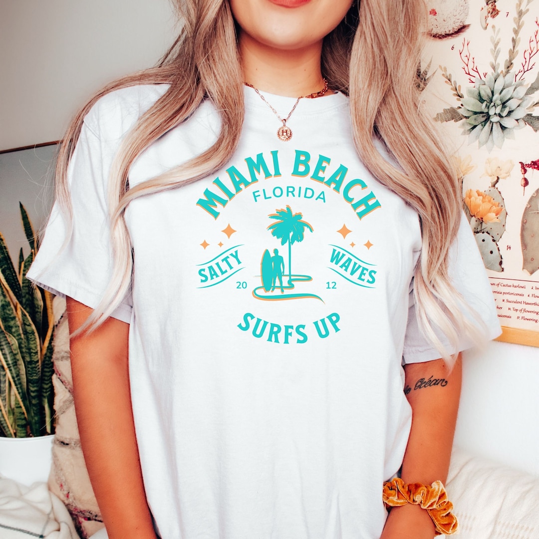 T-shirt Miami Florida USA - Coton Noir, Marque B&C, Neuf Avec étiquettes, Fabriqué En France