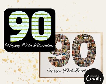 90th Birthday Photo Collage Gift Template
