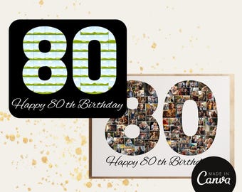 80th Birthday Photo Collage Gift Template