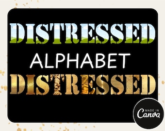 Distressed Alphabet Fillable Canva Frame Letters