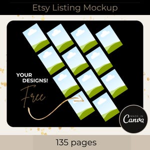 135 Etsy Listing Mockup Canva Editable Templates Bundle, Etsy Mockup Planners Journal, Digital Product Mockup, Drag and Drop Mockups,