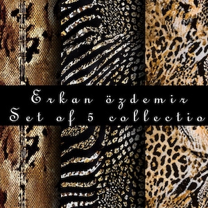 Djurtryckstexturer: Leopard, orm, zebra (digital nedladdning)