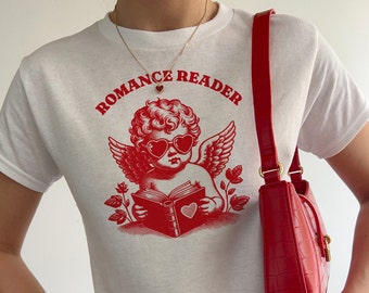 Y2K Baby Tee, Bookish Shirt, Baby Tee Y2k, 90s Crop Top, Romance Reader Top, Y2k Crop Top, Romantic Streetwear, Cherub Shirt, Smut Lover