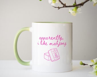 Mahjong Mug, Gift for Mahjong Club, Accent Coffee Mug (11, 15oz), Mahjong Lover's Cup, Mahjong Player's Gift, Mahjong Enthusiast Present,