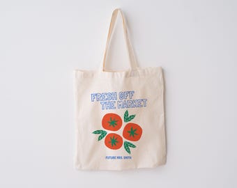 Personalized Bride Tote Bag, Fresh Off the Market, Bachelorette Gift, Cotton Canvas Bag, Bridal Party Bags, Wedding Favor, Custom Bridesmaid