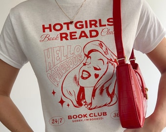 Y2K Book Lover Crop Top, T-shirt da bambino retrò libresca, Camicia stile anni '90, Regalo di letteratura, Camicia da libro accogliente