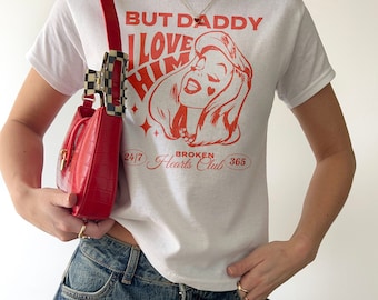 Y2K Baby Tee, Daddy I Love Him Shirt, Baby Tee Y2k, 90s Crop Top, Cottagecore Clothing, Y2k Crop Top, Romantic Streetwear