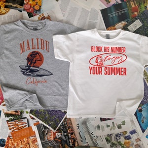 Y2K Baby Tee that says "Block His Number, Enjoy Your Sumer"
