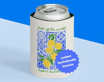 Enfriador de latas personalizado para despedida de soltera, hieleras italianas de verano con limón, funda para bebidas recién salidas del mercado, recuerdo de boda, bebida personalizada
