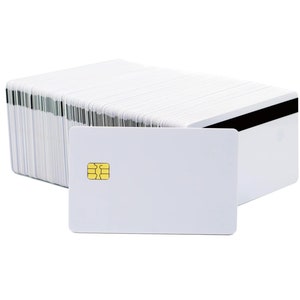 10 pcs SLE4442 Chip Contact IC Cards With 2 Tracks Magnetic Stripes, 2 In 1 Blank PVC IC Smart Intelligent Card. image 1