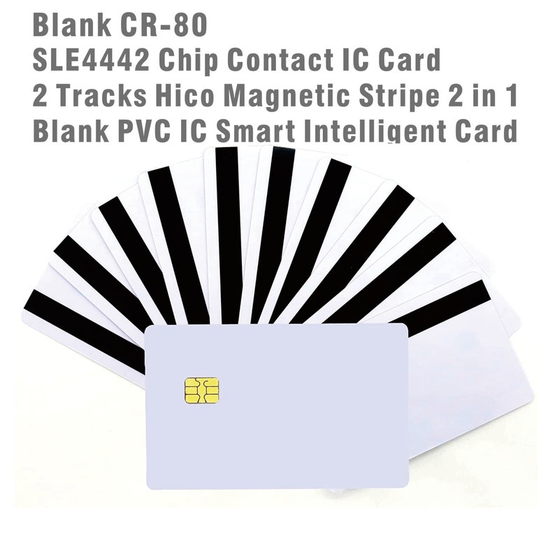 10 pcs SLE4442 Chip Contact IC Cards With 2 Tracks Magnetic Stripes, 2 In 1 Blank PVC IC Smart Intelligent Card. image 4