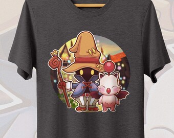 FF9 Kawaii Vivi Ornitier and Moogle T-Shirt (Vintage Edition), Fan art, Final Shirt, Fantasy Tee, FFIX, Chibi Style Tshirt