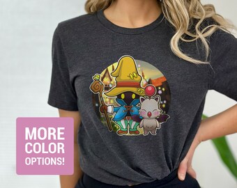 Camiseta Kawaii Vivi Ornitier y Moogle de FF9 (edición normal), camiseta Final, camiseta de fantasía, FFIX, camiseta estilo chibi