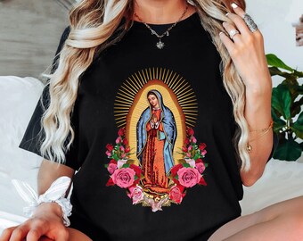 Camisa Católica, Sudadera Virgen De Guadalupe, Camisa Nuestra Señora de Guadalupe, Camisa de Mujer Católica, Ropa Católica, Madre María