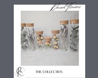 Dried Flowers in Glass Vial / Wedding and Party Favors