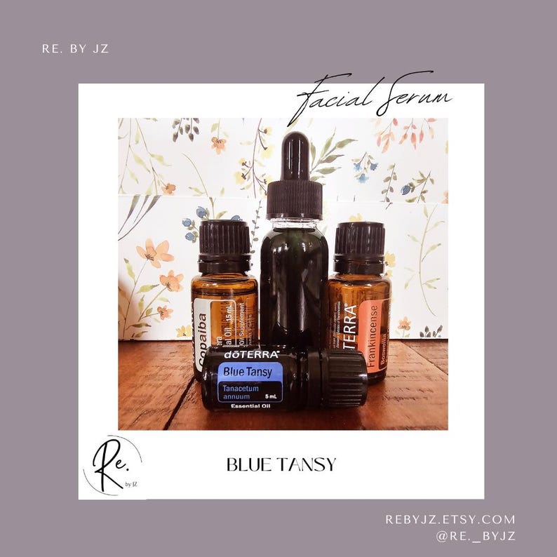 Natural and Clean Facial Serum – with Blue Tansy, Frankincense, Copaiba & Jojoba image 1