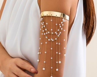 Minimalist Arm Cuff, Gold Armband, Upper Arm Bracelet, Silver Arm Band, Tassel Leaf Armband Street Style Fashionable Metal Adjustable