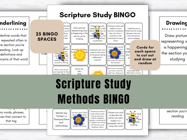 Methoden zum Schriftstudium BINGO | Schriftspiele | Komm und folge mir | HLT-Junge Frauen | HLT-Junge Männer | Seminarstudium | Beherrschung der Lehre Bild 1