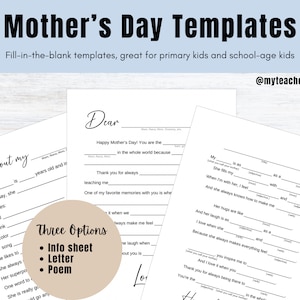 Plantilla de Cuestionario del Día de la Madre / Encuesta del Día de la Madre / Regalo del Día de la Madre / Primaria del Día de la Madre