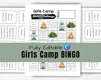 Campo per ragazze modificabile BINGO / Gioco del campo per ragazze / Campo per giovani donne LDS / Campo per ragazze LDS